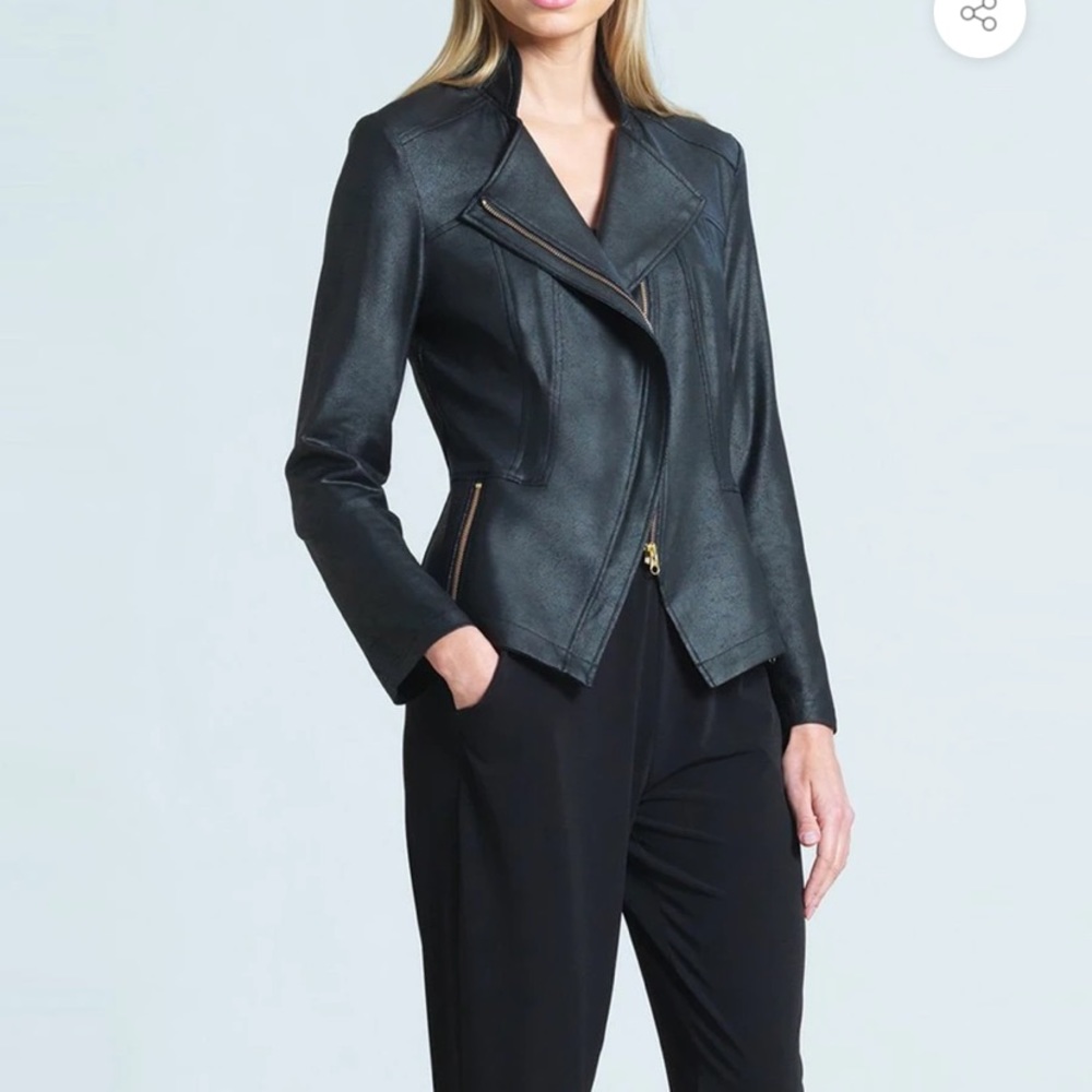Clara Sun Woo Liquid Faux Leather Jacket - Black